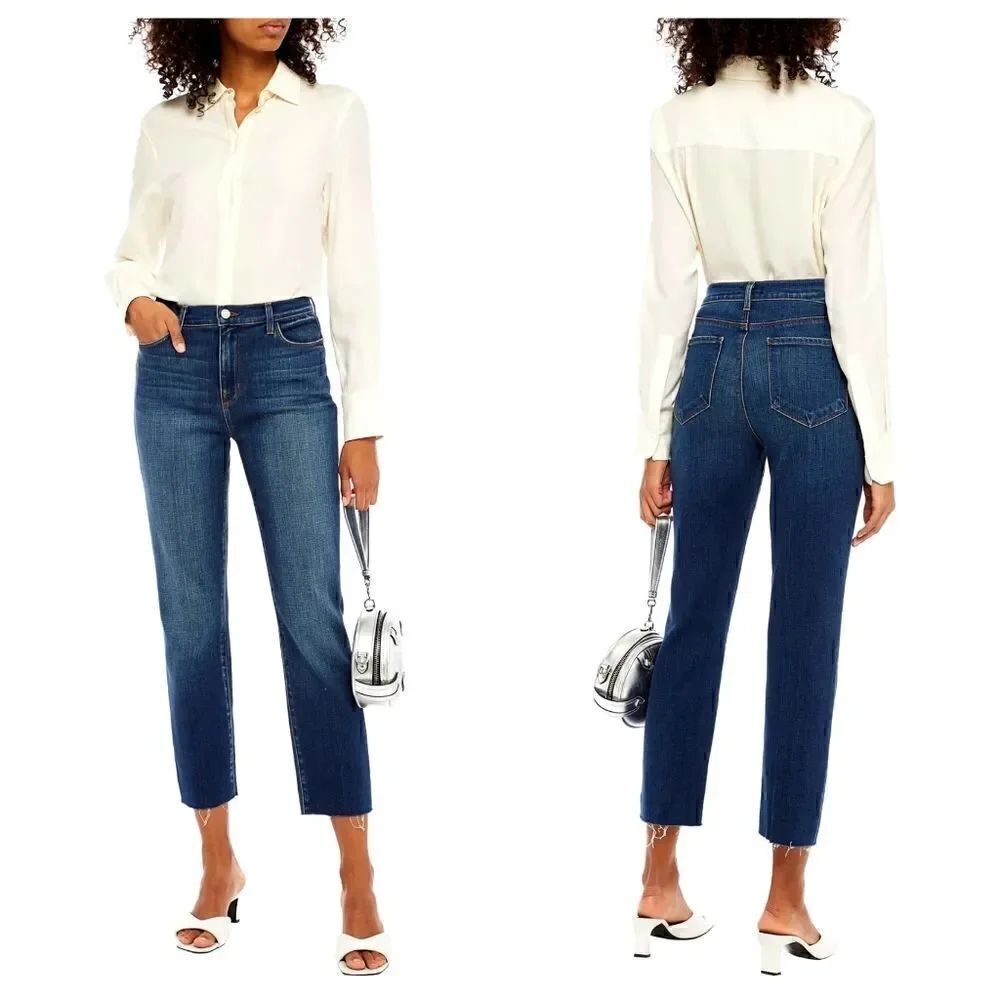 L'Agence Sada Cropped High-rise Slim-leg Jeans York Size 24 Raw Hem
